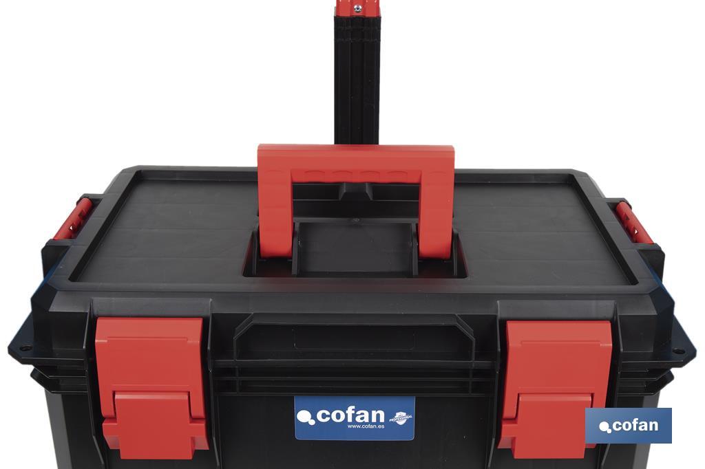 Boîte à outils Heavy  Duty | Avec poignée télescopique et 2 roues | Dimensions : 53 x 35,5 x 39 cm - Cofan