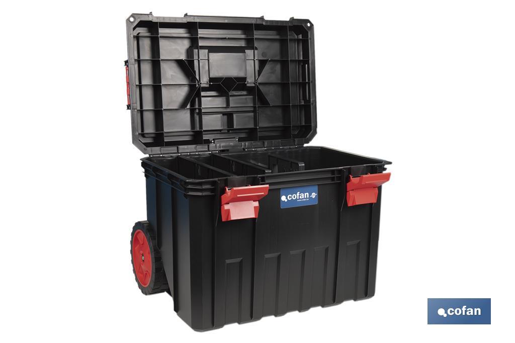 Boîte à outils Heavy  Duty | Avec poignée télescopique et 2 roues | Dimensions : 53 x 35,5 x 39 cm - Cofan