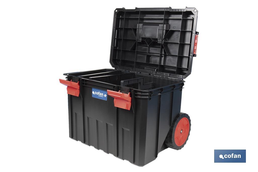 Boîte à outils Heavy  Duty | Avec poignée télescopique et 2 roues | Dimensions : 53 x 35,5 x 39 cm - Cofan