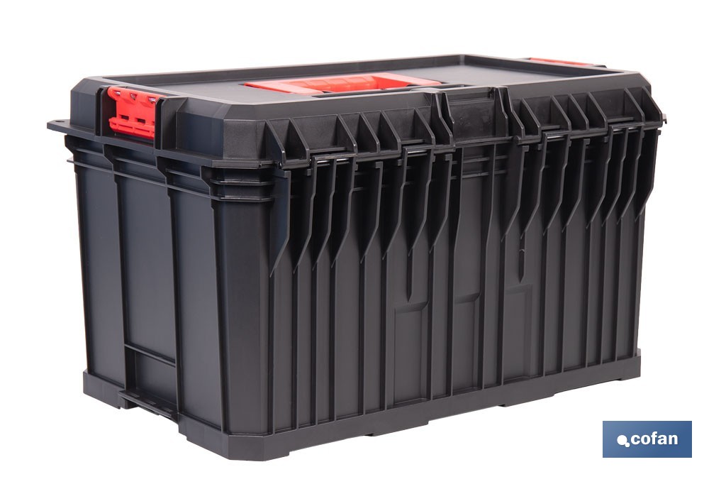 Caja de herramientas modular con separadores removibles y conectores | Capacidad de carga: 50 kg | Compatible con set modular | Medidas: 53 x 35,5 x 31 cm - Cofan