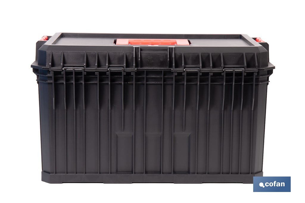 Caja de herramientas modular con separadores removibles y conectores | Capacidad de carga: 50 kg | Compatible con set modular | Medidas: 53 x 35,5 x 31 cm - Cofan