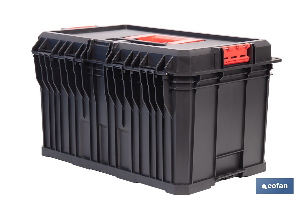 Caja de herramientas modular con separadores removibles y conectores | Capacidad de carga: 50 kg | Compatible con set modular | Medidas: 53 x 35,5 x 31 cm - Cofan