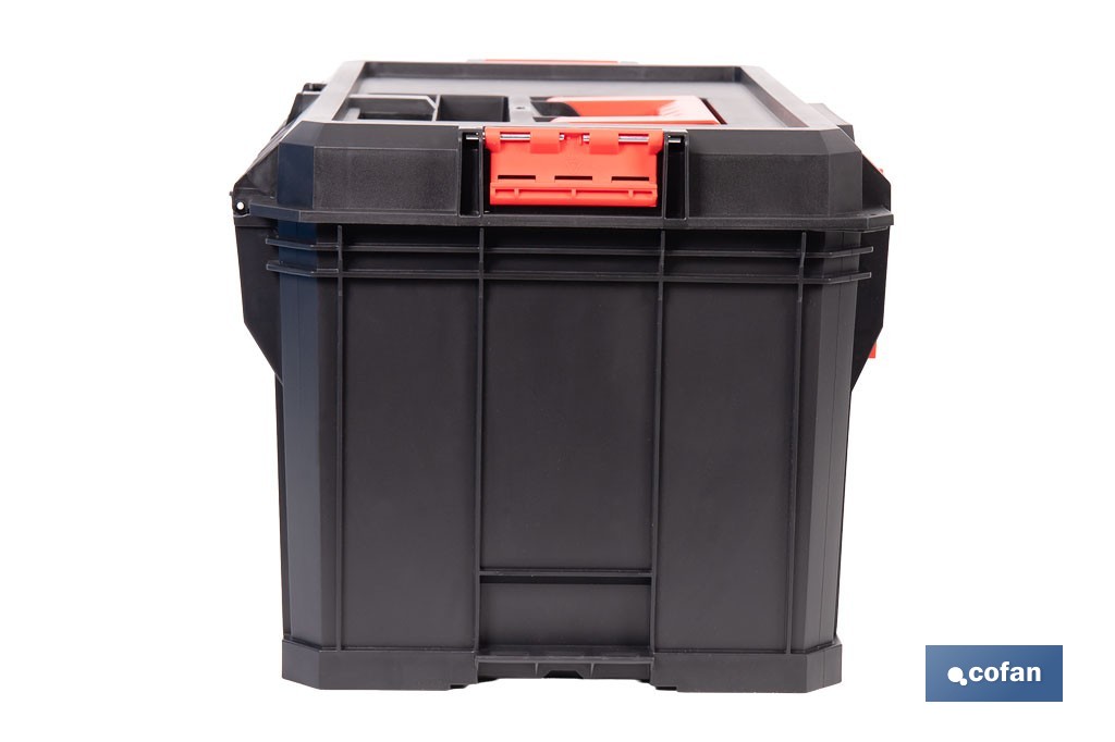 Caja de herramientas modular con separadores removibles y conectores | Capacidad de carga: 50 kg | Compatible con set modular | Medidas: 53 x 35,5 x 31 cm - Cofan