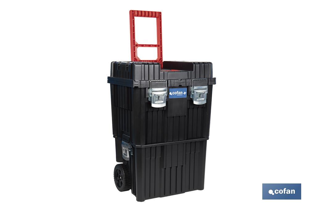 Compact tool box trolley with 2 drawers | Double handle and wheels | Size: 45 x 36 x 64cm - Cofan