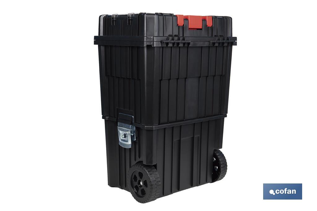 Compact tool box trolley with 2 drawers | Double handle and wheels | Size: 45 x 36 x 64cm - Cofan