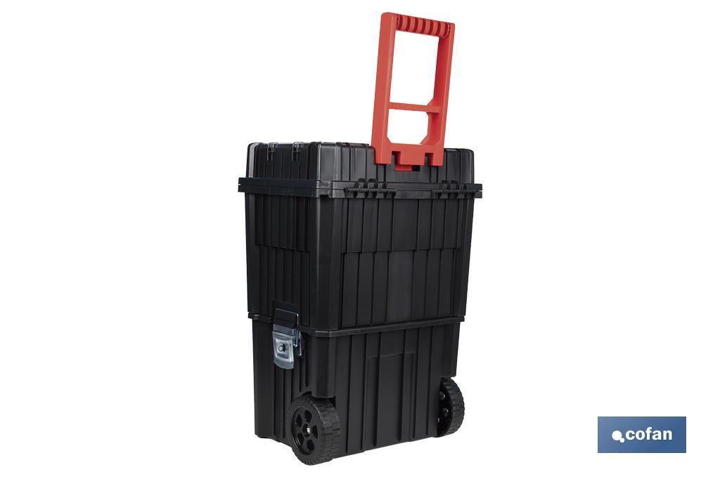 Compact tool box trolley with 2 drawers | Double handle and wheels | Size: 45 x 36 x 64cm - Cofan