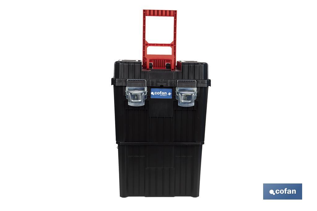 Compact tool box trolley with 2 drawers | Double handle and wheels | Size: 45 x 36 x 64cm - Cofan