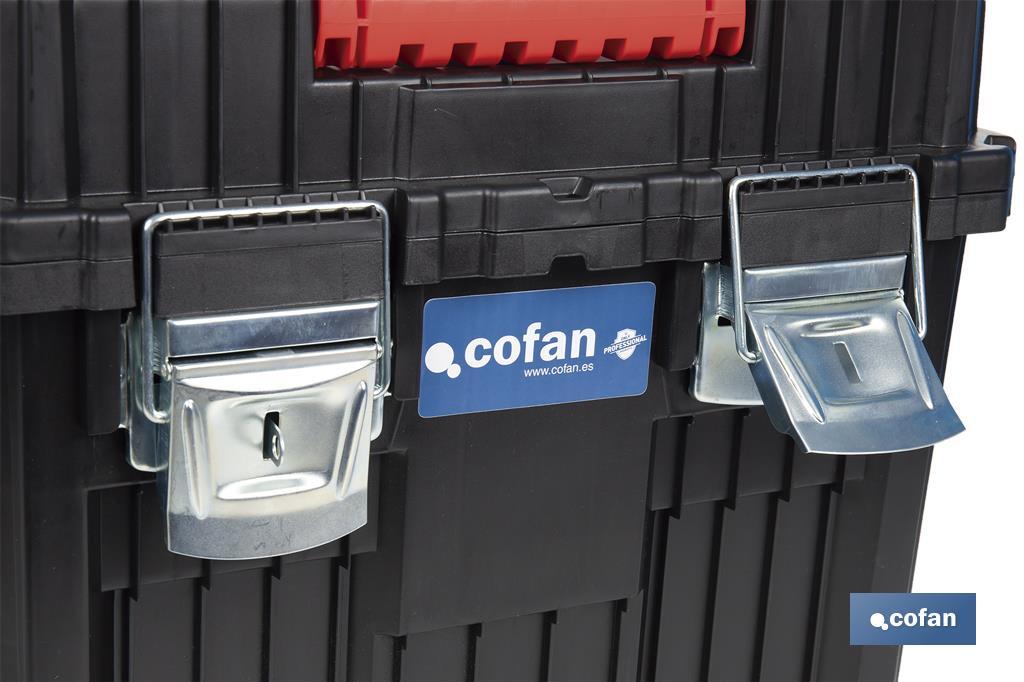 Compact tool box trolley with 2 drawers | Double handle and wheels | Size: 45 x 36 x 64cm - Cofan