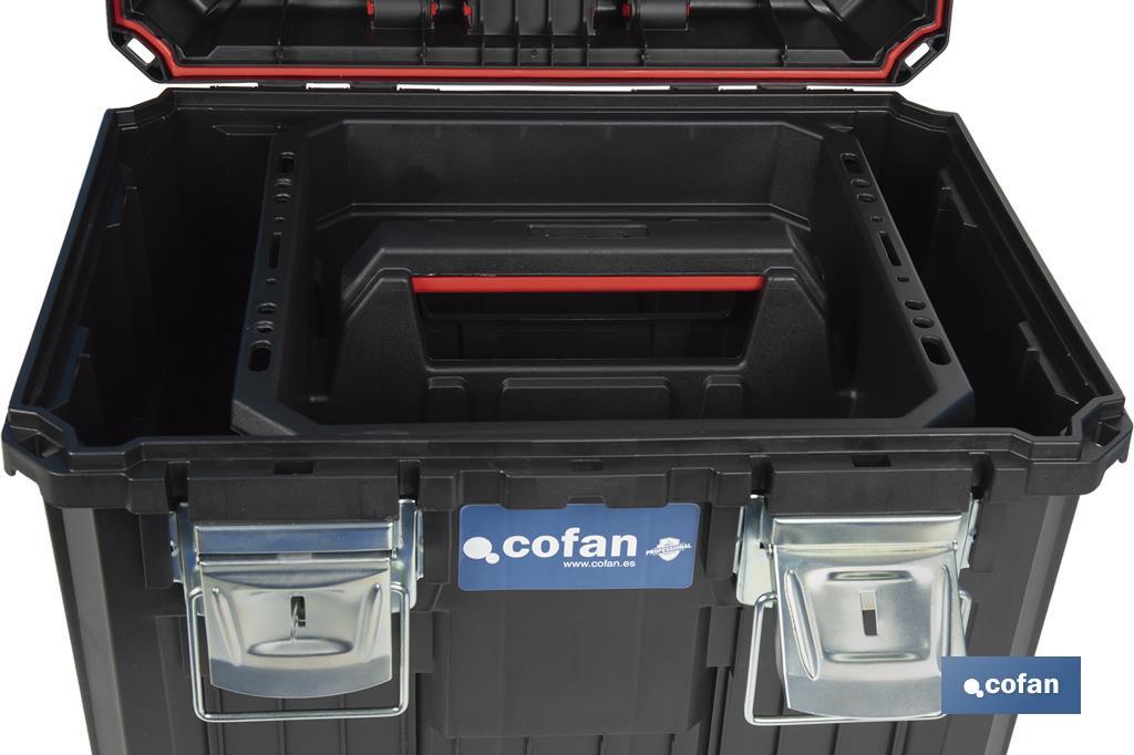 Compact tool box trolley with 2 drawers | Double handle and wheels | Size: 45 x 36 x 64cm - Cofan