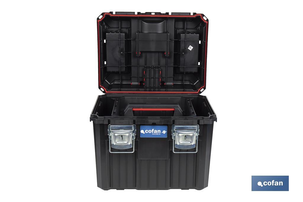 Compact tool box trolley with 2 drawers | Double handle and wheels | Size: 45 x 36 x 64cm - Cofan