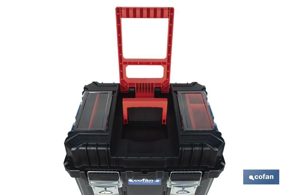 Compact tool box trolley with 2 drawers | Double handle and wheels | Size: 45 x 36 x 64cm - Cofan