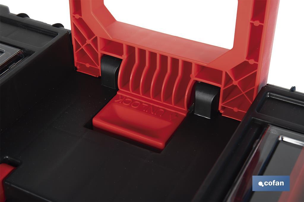 Compact tool box trolley with 2 drawers | Double handle and wheels | Size: 45 x 36 x 64cm - Cofan