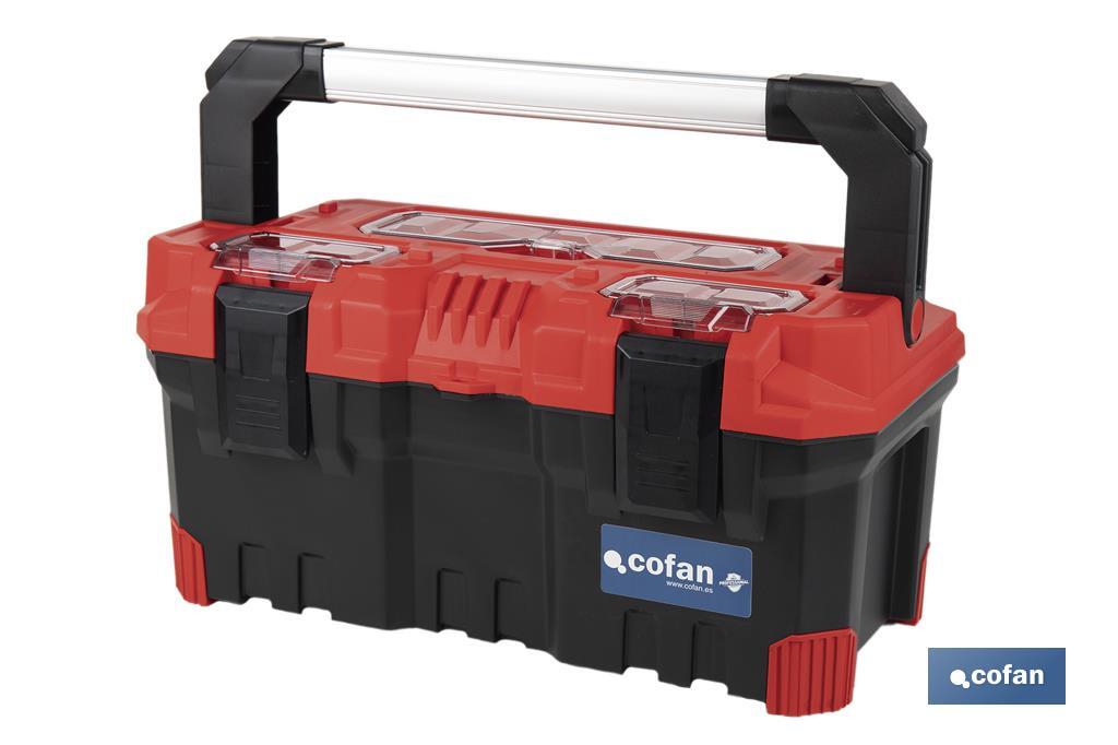 Boîte à outils avec 3 organisateurs et une longe poignée en aluminium | Deux dimensions différentes - Cofan