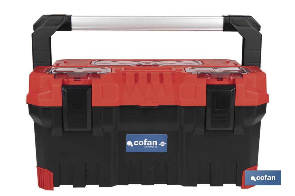 Boîte à outils avec 3 organisateurs et une longe poignée en aluminium | Deux dimensions différentes - Cofan