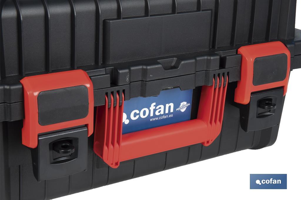 Coffret à outils avec fermetures en ABS, 2 poignées et mousse intérieure | Dimensions : 44,5 x 36 x 21,6 cm - Cofan