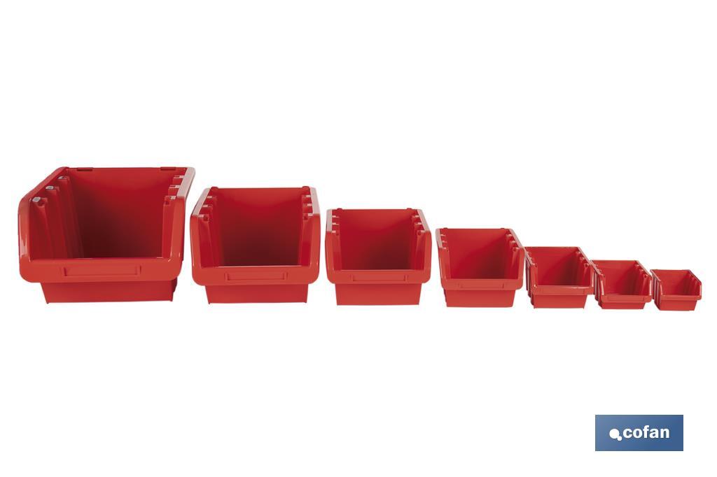 Casier rouge empilable | Accès facile aux produits | Plusieurs dimensions et capacités - Cofan