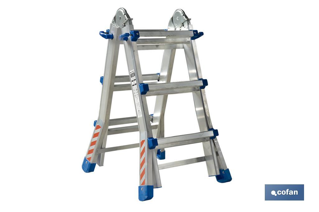 Multi-position Plus ladder | Aluminium | Available with different sizes and rungs | EN 131 Standard | Weight: 150 kilograms - Cofan