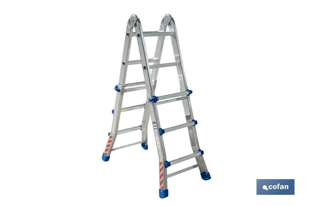 Multi-position Plus ladder | Aluminium | Available with different sizes and rungs | EN 131 Standard | Weight: 150 kilograms - Cofan