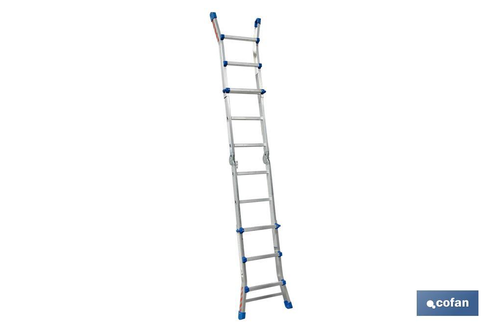 Multi-position Plus ladder | Aluminium | Available with different sizes and rungs | EN 131 Standard | Weight: 150 kilograms - Cofan