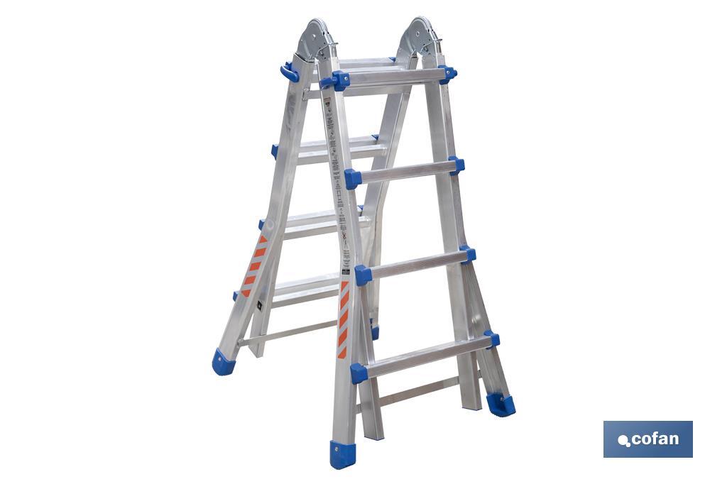 Multi-position Plus ladder | Aluminium | Available with different sizes and rungs | EN 131 Standard | Weight: 150 kilograms - Cofan