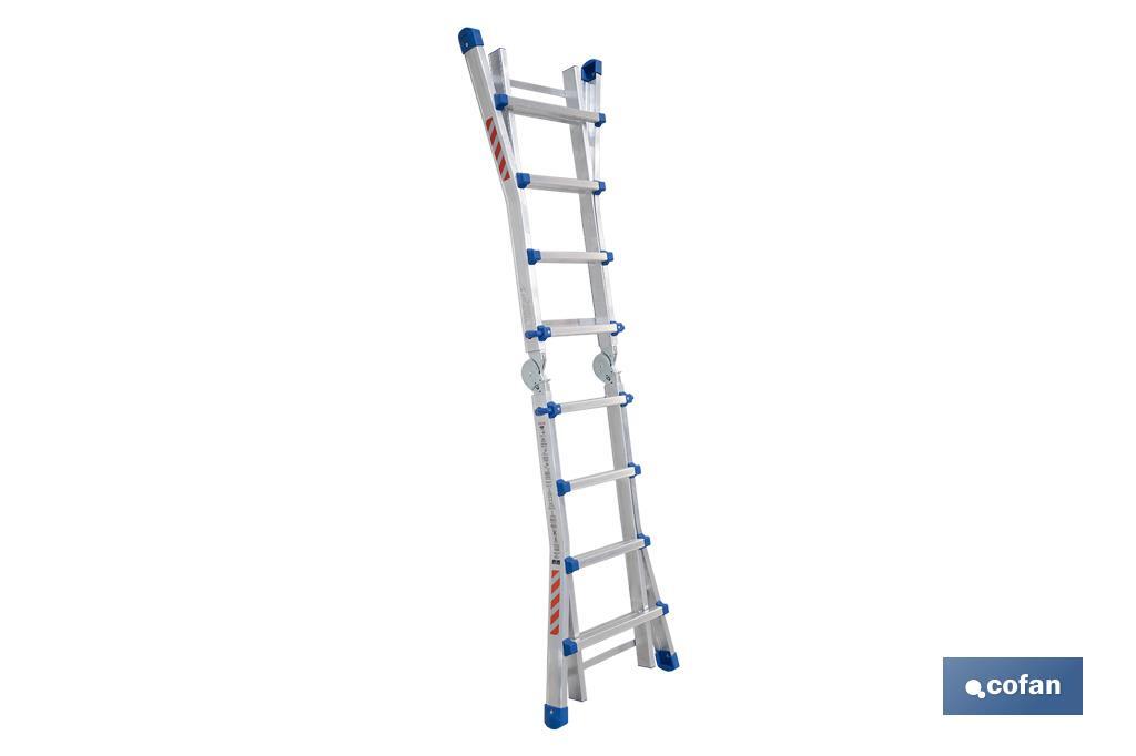 Multi-position Plus ladder | Aluminium | Available with different sizes and rungs | EN 131 Standard | Weight: 150 kilograms - Cofan