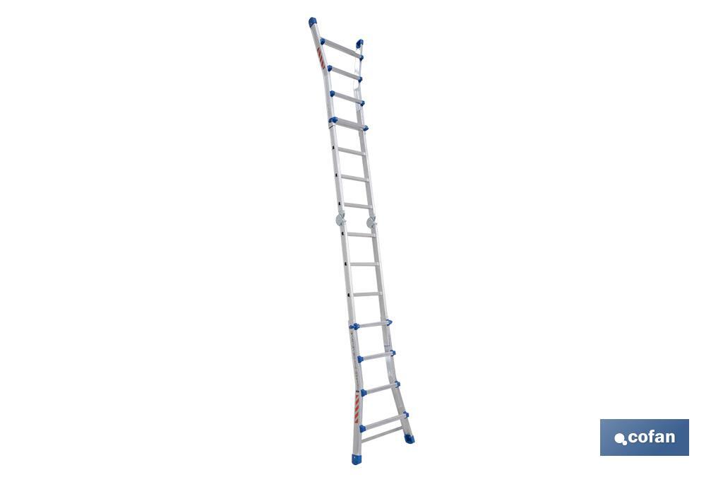 Multi-position Plus ladder | Aluminium | Available with different sizes and rungs | EN 131 Standard | Weight: 150 kilograms - Cofan