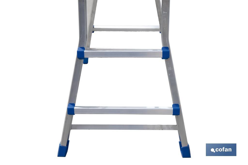 Multi-position Plus ladder | Aluminium | Available with different sizes and rungs | EN 131 Standard | Weight: 150 kilograms - Cofan