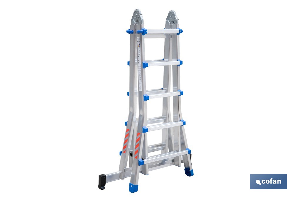 Escada Plus Multifunções fabricada em Alumínio | Com diferentes medidas e degraus | Norma EN 131 e 150 kg. - Cofan