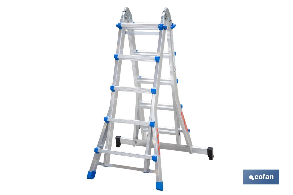 Escada Plus Multifunções fabricada em Alumínio | Com diferentes medidas e degraus | Norma EN 131 e 150 kg. - Cofan