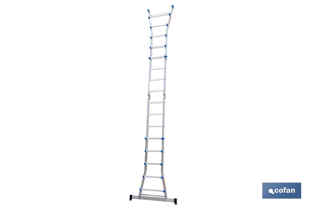 Escada Plus Multifunções fabricada em Alumínio | Com diferentes medidas e degraus | Norma EN 131 e 150 kg. - Cofan