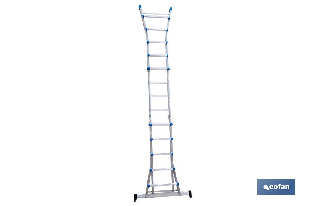 Escada Plus Multifunções fabricada em Alumínio | Com diferentes medidas e degraus | Norma EN 131 e 150 kg. - Cofan