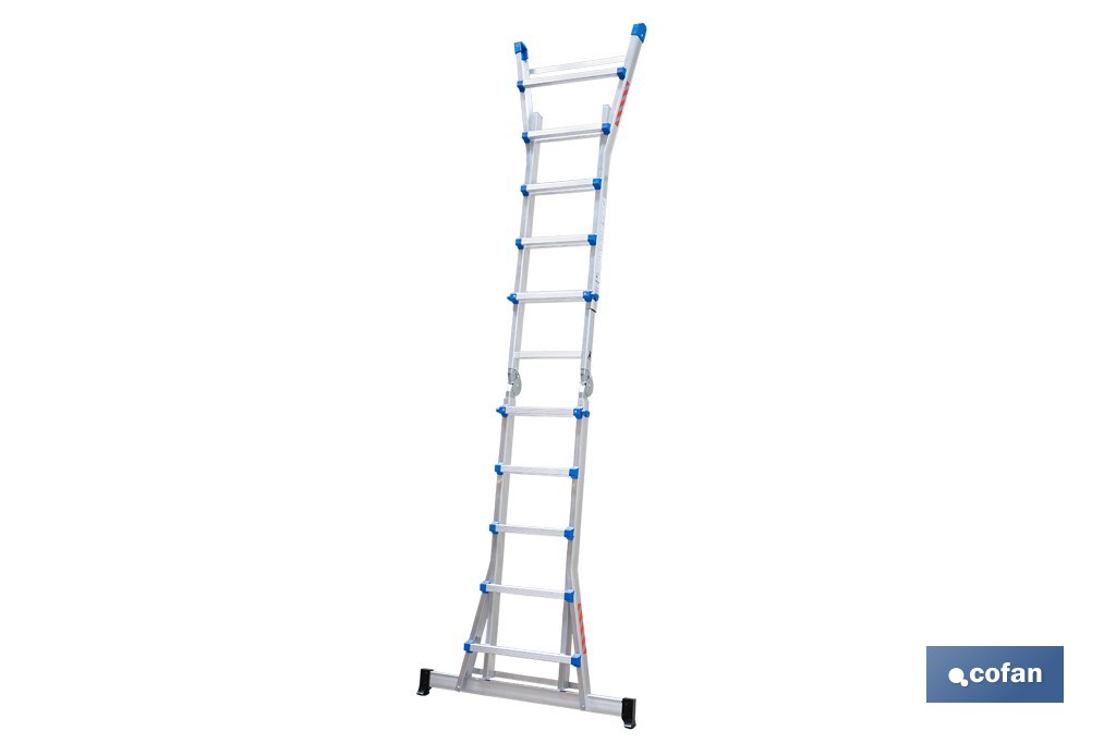 Escada Plus Multifunções fabricada em Alumínio | Com diferentes medidas e degraus | Norma EN 131 e 150 kg. - Cofan
