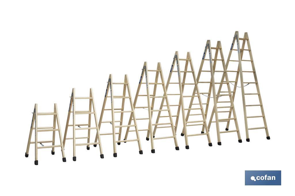 Escaleras de Madera Dobles de Alta Resistencia | Diferentes tamaños y alturas | Seguridad garantizada - Cofan