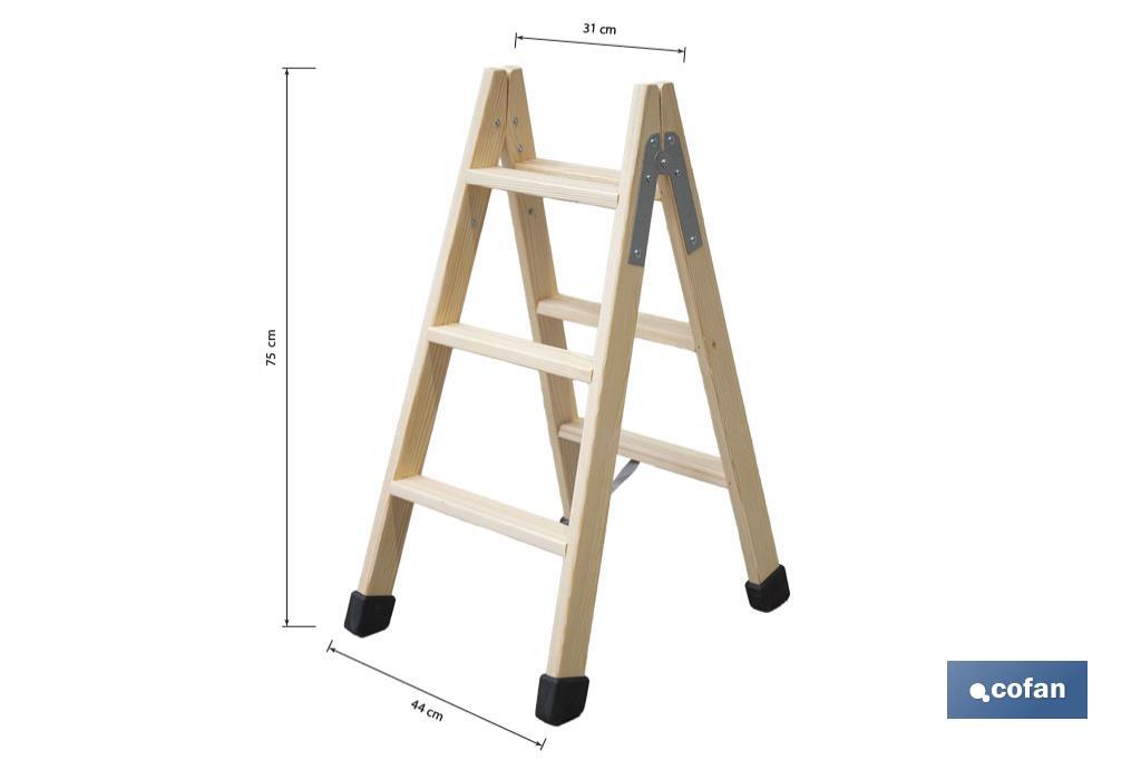 Escaleras de Madera Dobles de Alta Resistencia | Diferentes tamaños y alturas | Seguridad garantizada - Cofan