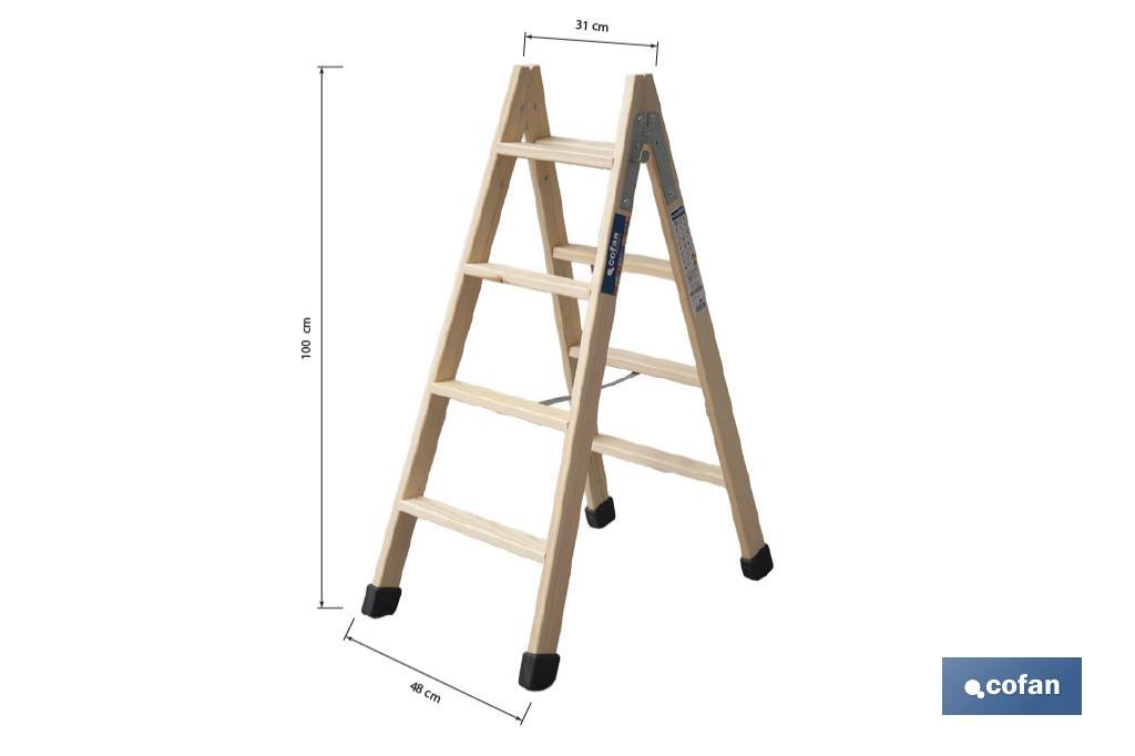 Escaleras de Madera Dobles de Alta Resistencia | Diferentes tamaños y alturas | Seguridad garantizada - Cofan