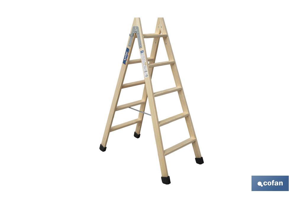 Escaleras de Madera Dobles de Alta Resistencia | Diferentes tamaños y alturas | Seguridad garantizada - Cofan