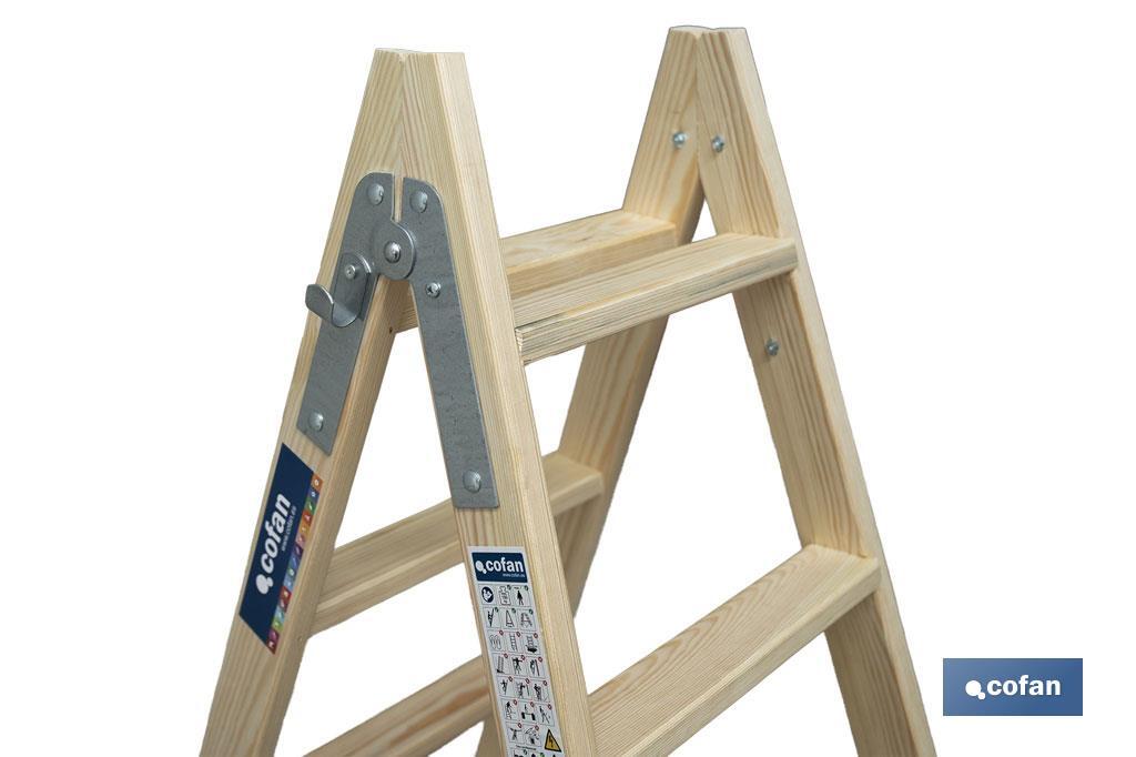 Escaleras de Madera Dobles de Alta Resistencia | Diferentes tamaños y alturas | Seguridad garantizada - Cofan