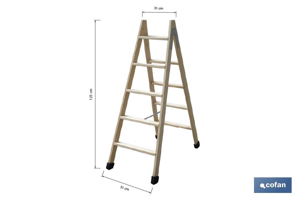 Escaleras de Madera Dobles de Alta Resistencia | Diferentes tamaños y alturas | Seguridad garantizada - Cofan