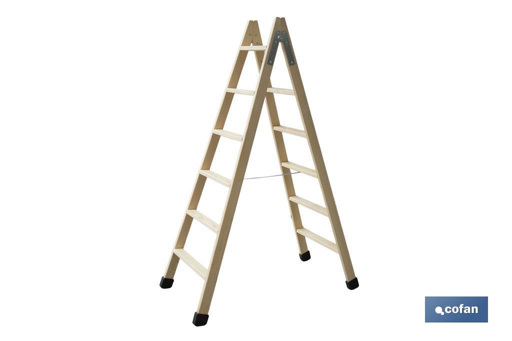 Escaleras de Madera Dobles de Alta Resistencia | Diferentes tamaños y alturas | Seguridad garantizada - Cofan