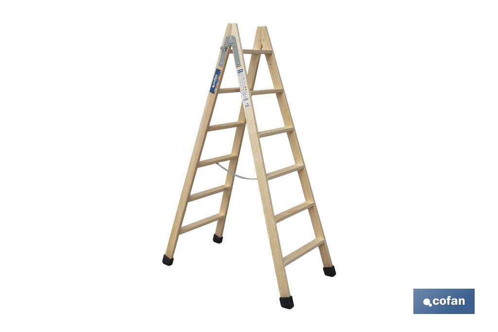 Escaleras de Madera Dobles de Alta Resistencia | Diferentes tamaños y alturas | Seguridad garantizada - Cofan