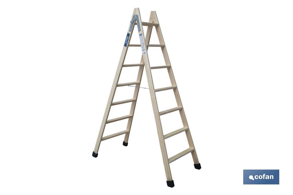 Escaleras de Madera Dobles de Alta Resistencia | Diferentes tamaños y alturas | Seguridad garantizada - Cofan