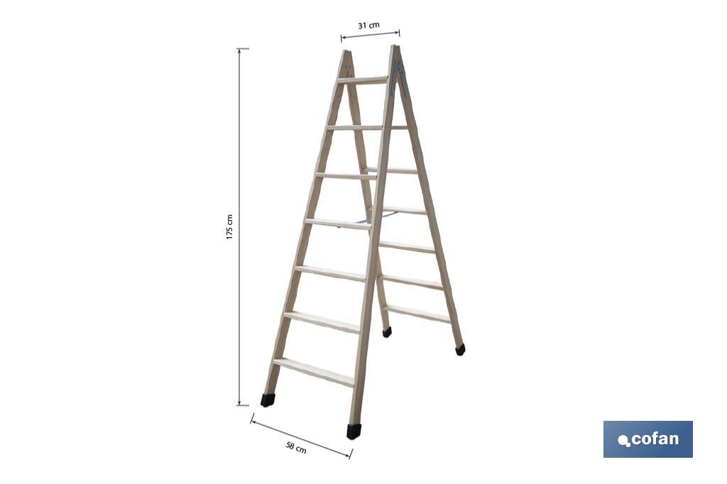 Escaleras de Madera Dobles de Alta Resistencia | Diferentes tamaños y alturas | Seguridad garantizada - Cofan