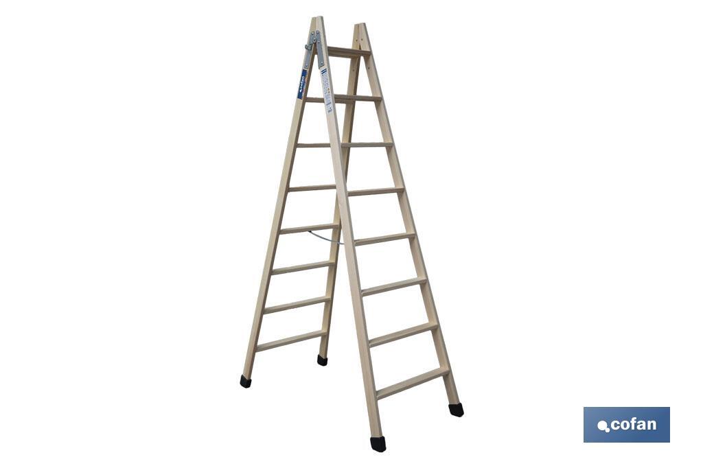 Escaleras de Madera Dobles de Alta Resistencia | Diferentes tamaños y alturas | Seguridad garantizada - Cofan