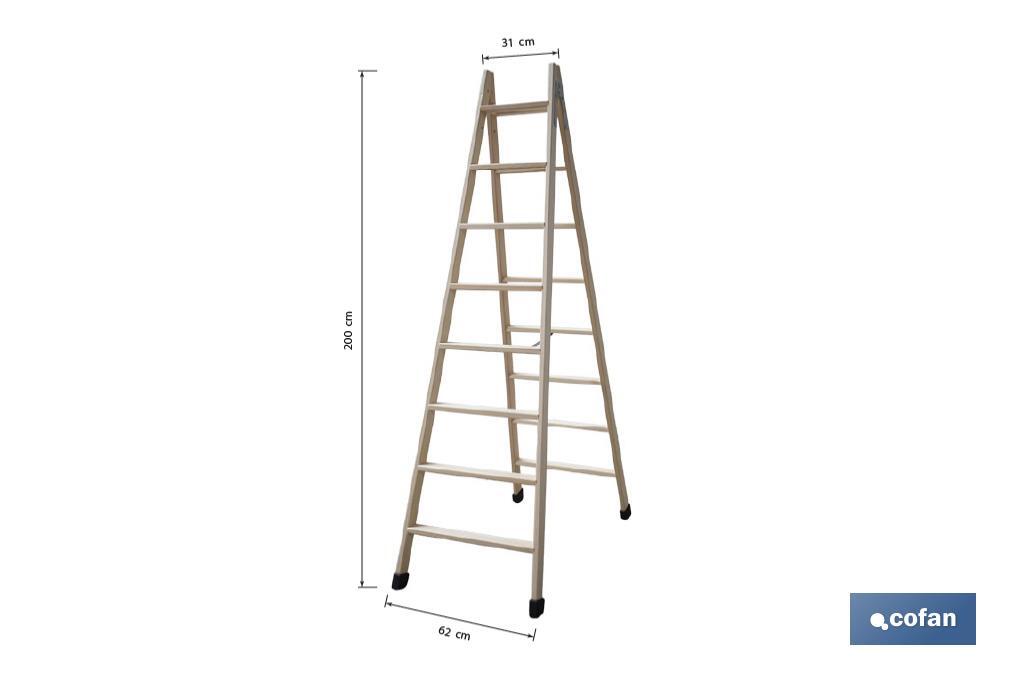 Escaleras de Madera Dobles de Alta Resistencia | Diferentes tamaños y alturas | Seguridad garantizada - Cofan