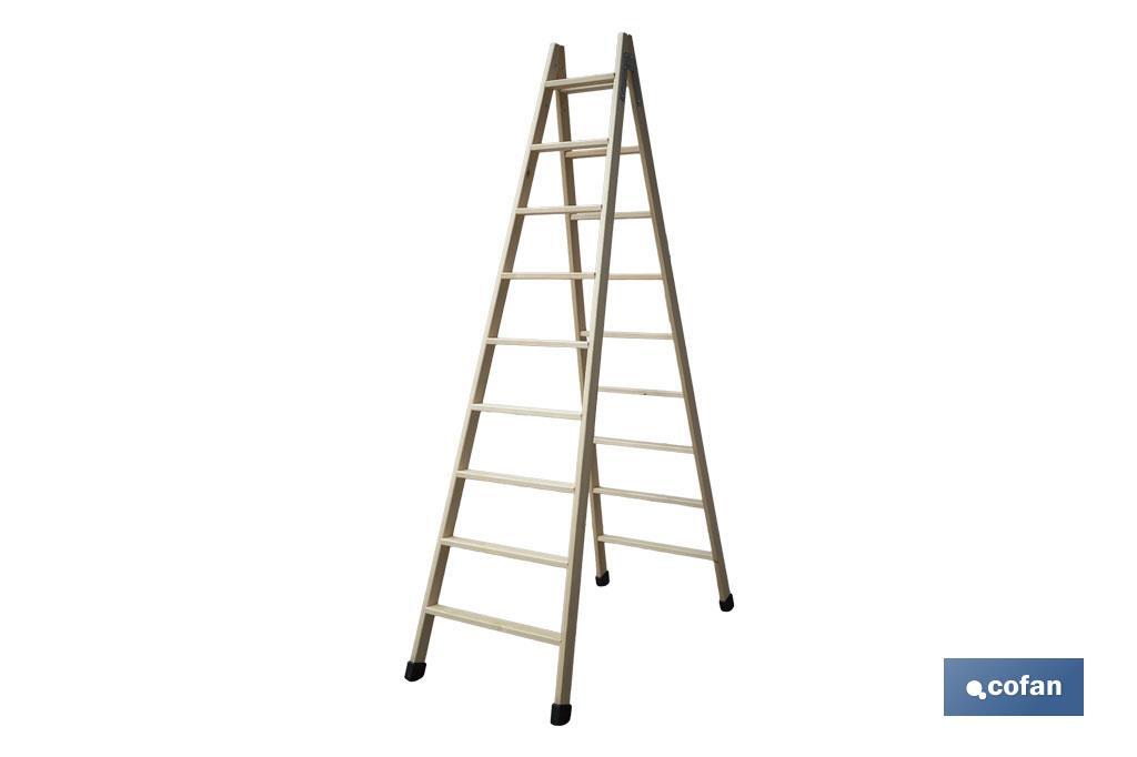 Escaleras de Madera Dobles de Alta Resistencia | Diferentes tamaños y alturas | Seguridad garantizada - Cofan