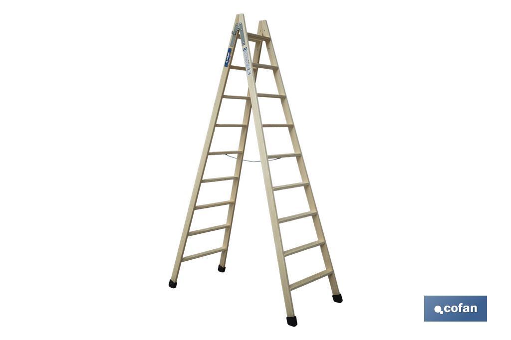 Escaleras de Madera Dobles de Alta Resistencia | Diferentes tamaños y alturas | Seguridad garantizada - Cofan