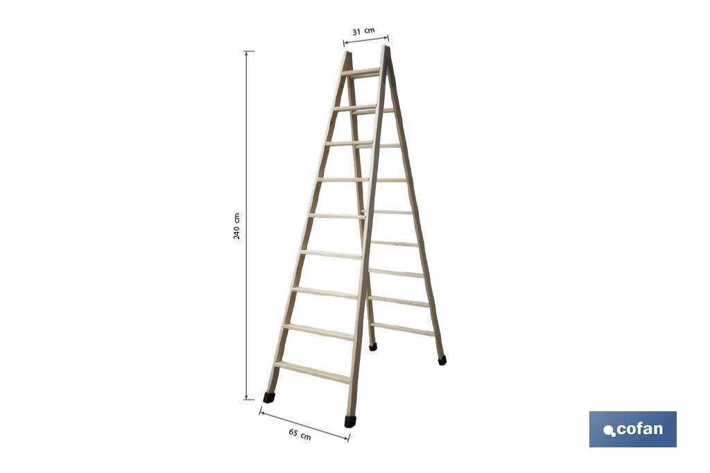 Escaleras de Madera Dobles de Alta Resistencia | Diferentes tamaños y alturas | Seguridad garantizada - Cofan
