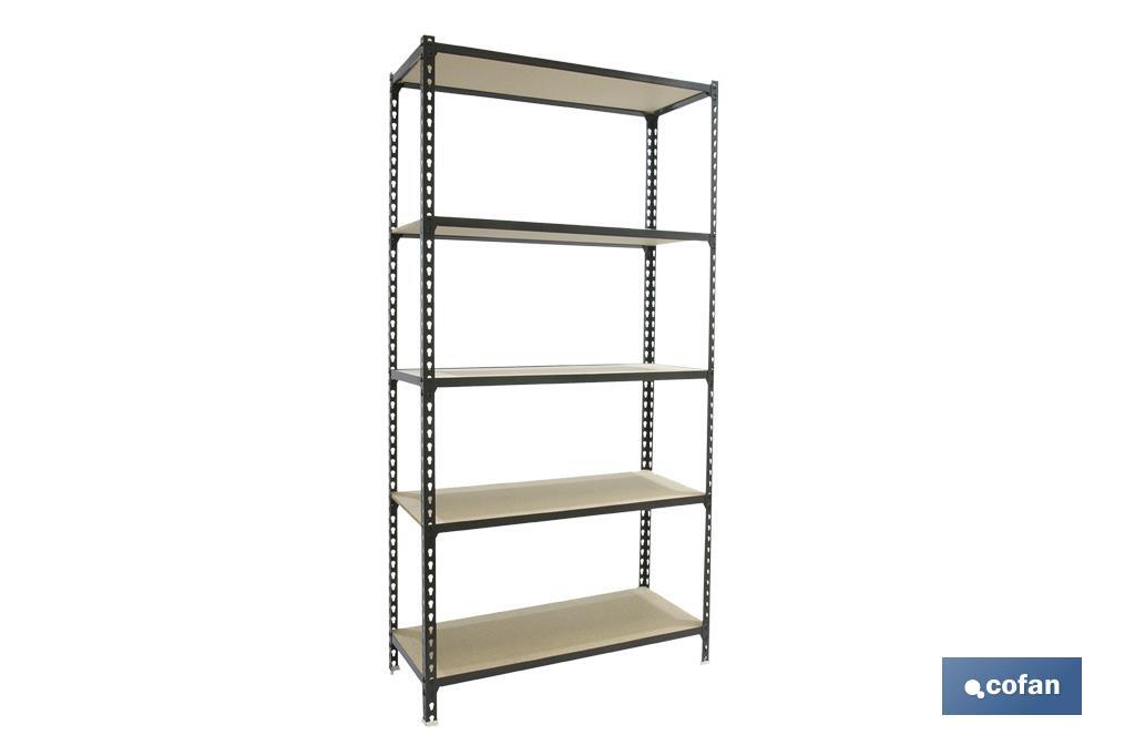 Steel shelving unit | Anthracite | Available with 5 wooden tiers | Size: 1,800 X 900 X 400MM - Cofan