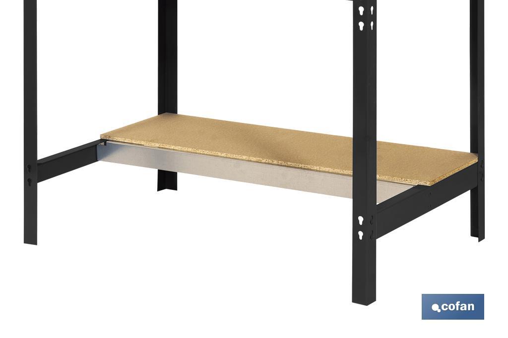 Workbench | With perforated tool panel and 2 wooden shelf boards | Available in anthracite | Size: 1,445 X 910 X 610MM - Cofan