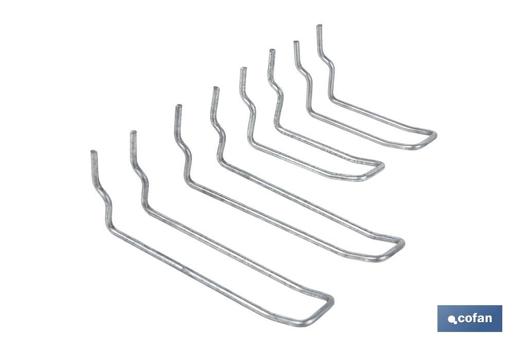 Set de 8 ganchos dobles | Adecuado para panel de herramientas perforado | Material: acero zincado - Cofan